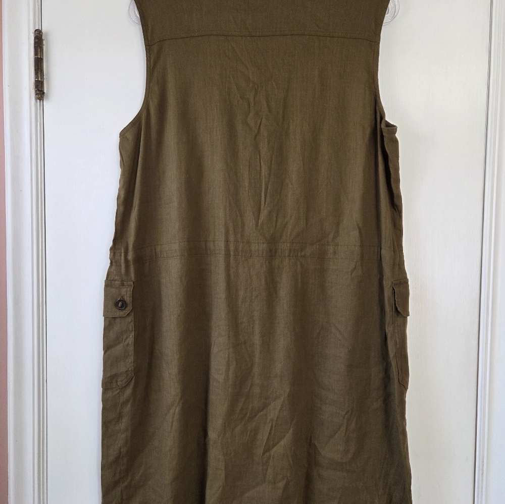 LAUREN RALPH LAUREN Linen Green Midi Dress Extra Large - Picture 3 of 4